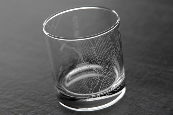 Bangor ME Map Rocks Glass