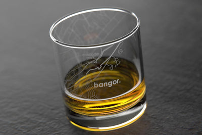 Bangor ME Map Rocks Glass
