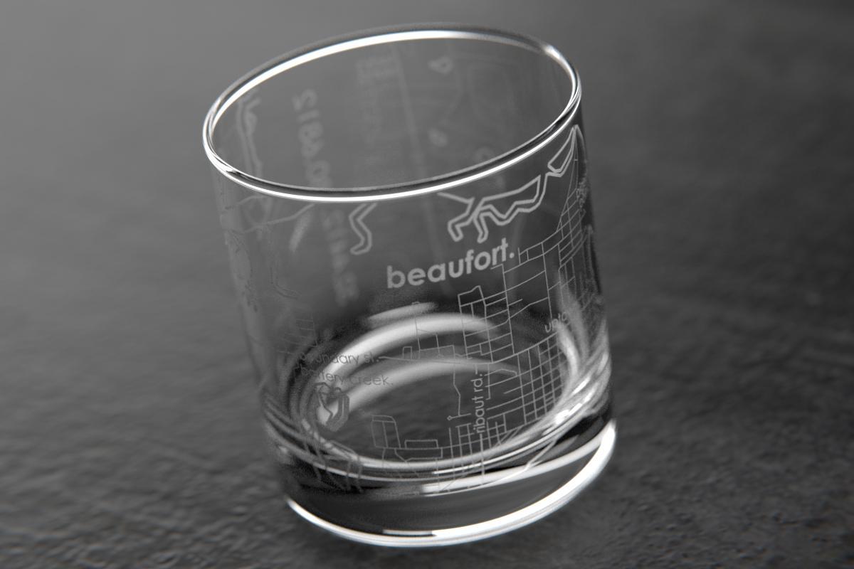 Beaufort SC Map Rocks Glass