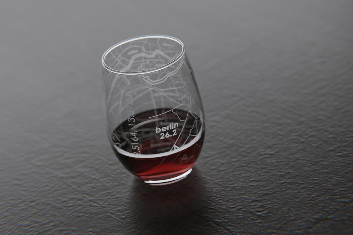 Berlin 26.2 Marathon Map Stemless Wine Glass