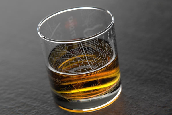 Bethesda MD Map Rocks Glass