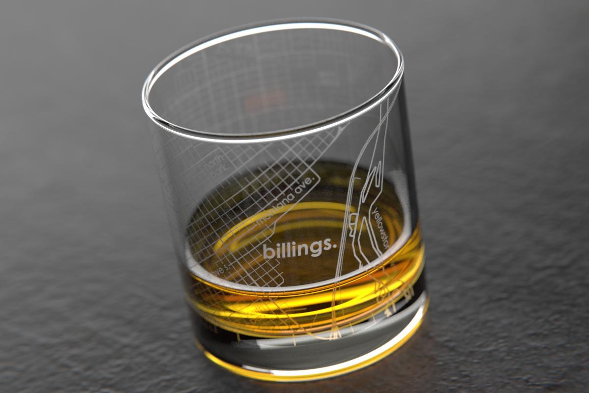 Billings MT Map Rocks Glass
