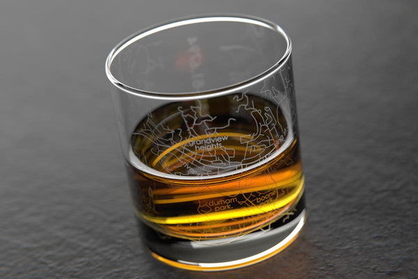 Boone NC Map Rocks Glass