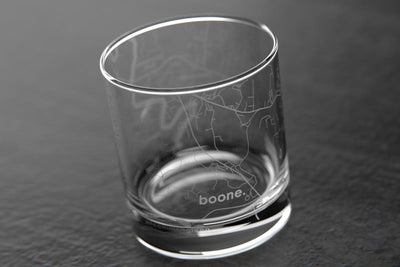 Boone NC Map Rocks Glass