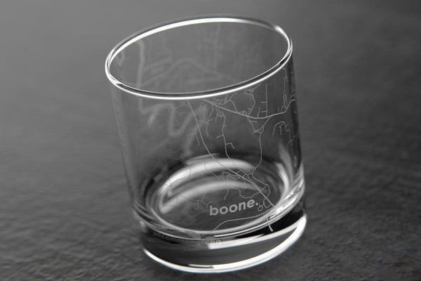 Boone NC Map Rocks Glass