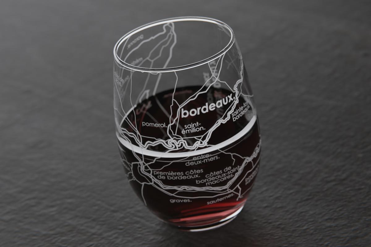 Bordeaux Region Map Stemless Wine Glass