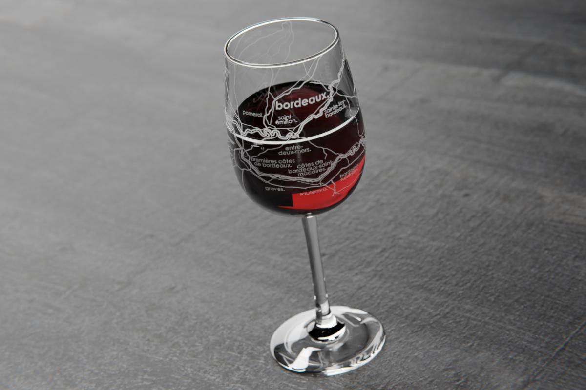 Bordeaux Region Map Stemmed Wine Glass
