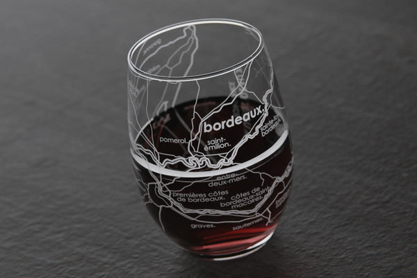 Bordeaux Region Map Stemless Wine Glass