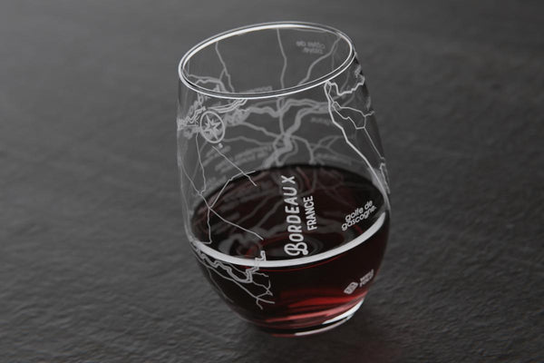 Bordeaux Region Map Stemless Wine Glass