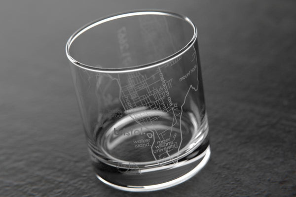 Bristol RI Map Rocks Glass