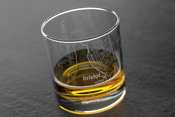 Bristol RI Map Rocks Glass