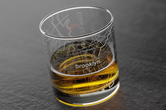 Brooklyn Map Rocks Glass
