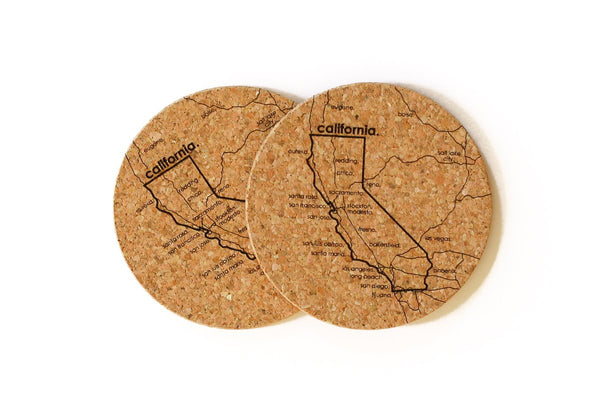 California - Cork Coaster Pair