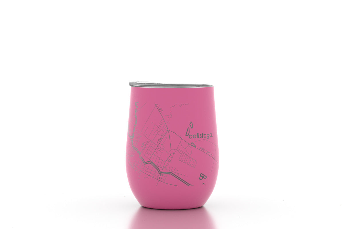 12 oz. Map Etched Insulated Wine Tumbler