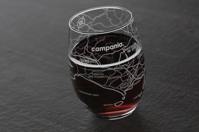 Campania Region Map Stemless Wine Glass