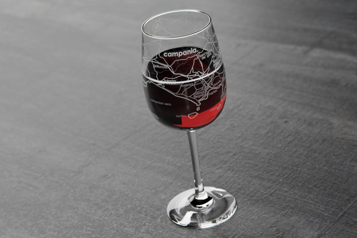 Campania Region Map Stemmed Wine Glass