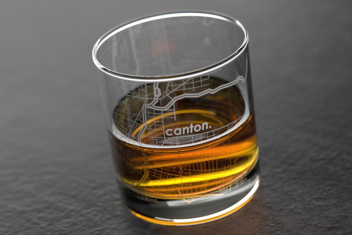 Canton OH Map Rocks Glass