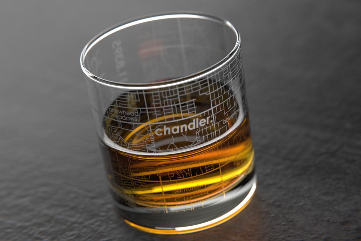 Chandler AZ Map Rocks Glass