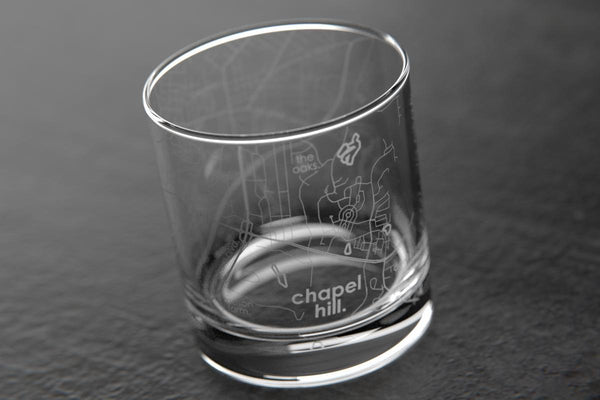 Chapel Hill NC Map Rocks Glass