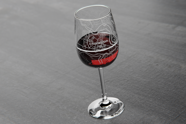 Charleston SC Map Wine Glass