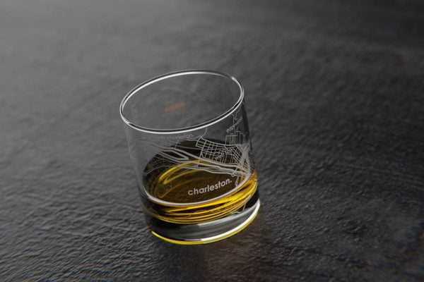 Charleston WV Map Rocks Glass