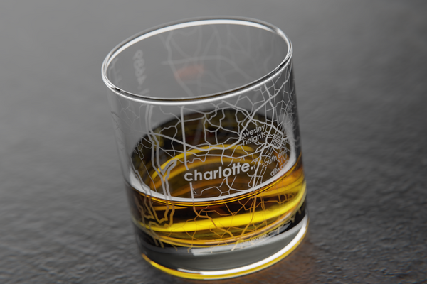 Charlotte Map Rocks Glass