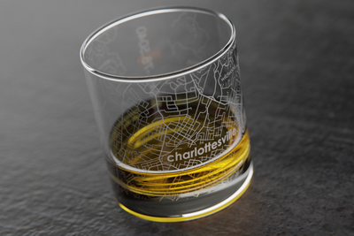Charlottesville Map Rocks Glass