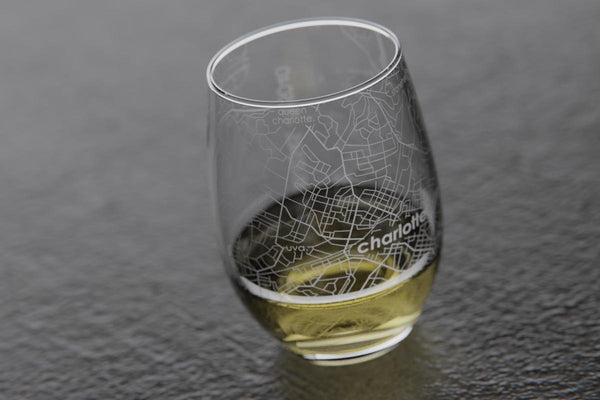 Charlottesville VA Map Stemless Wine Glass
