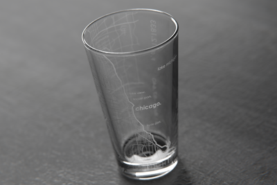 Chicago Map Pint Glass
