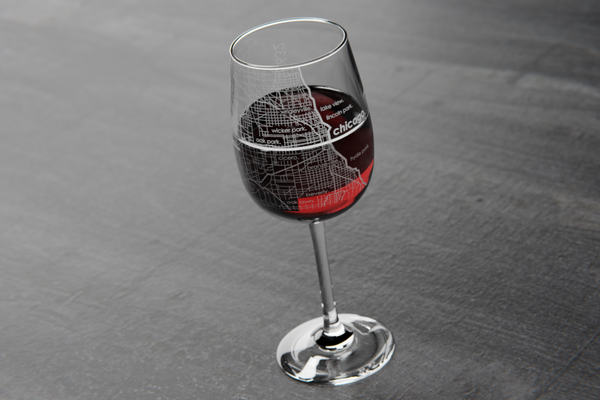 Chicago Maps Wine Glass