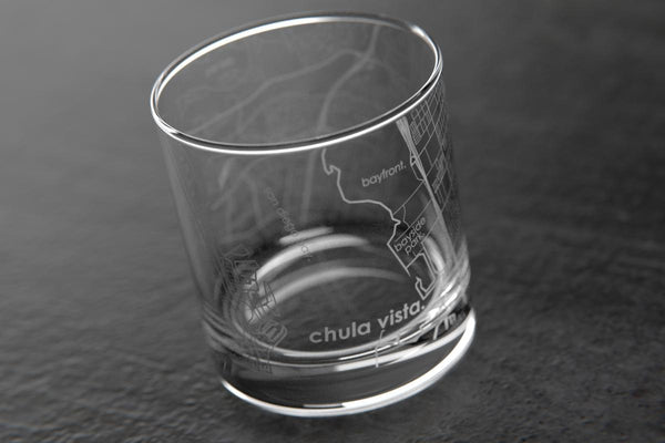 Chula Vista CA Map Rocks Glass