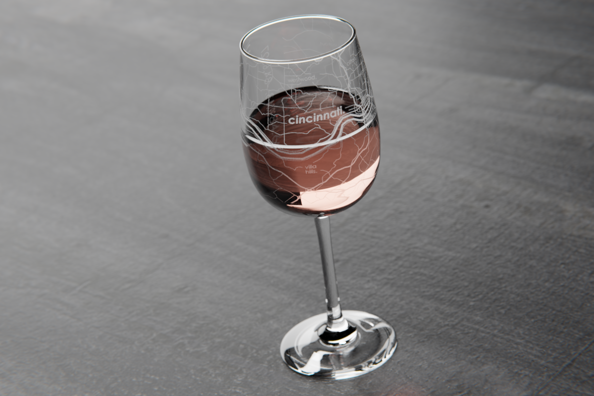 Cincinnati Map Wine Glass