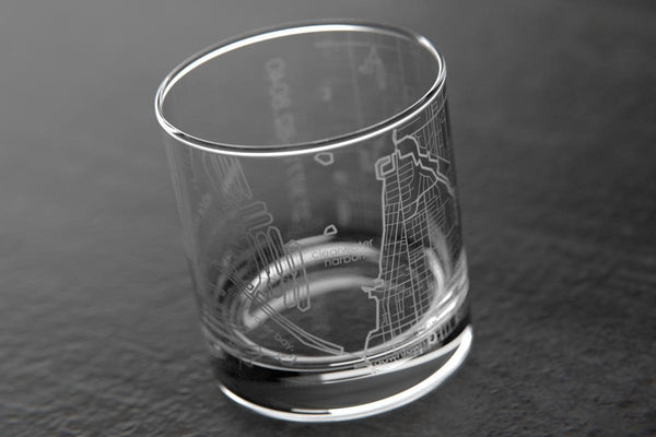 Clearwater FL Map Rocks Glass