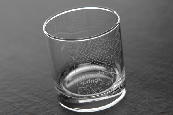 Colorado Springs CO Map Rocks Glass