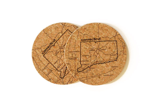 Connecticut - Cork Coaster Pair