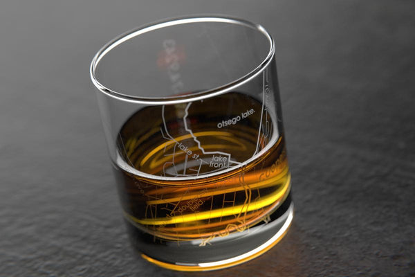 Cooperstown NY Map Rocks Glass