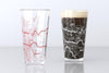 Ithaca NY Map Pint Glass Pair - Red & White