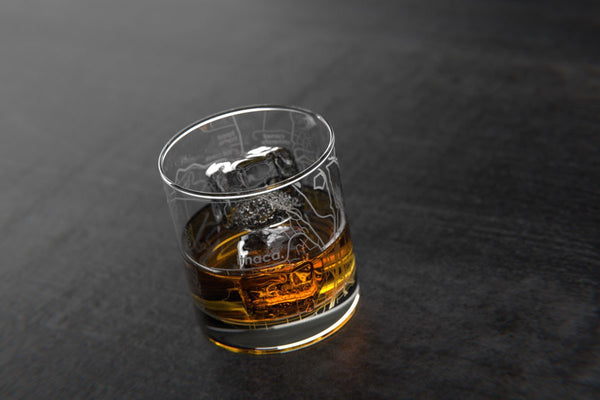 Ithaca NY College Town Map Rocks Glass