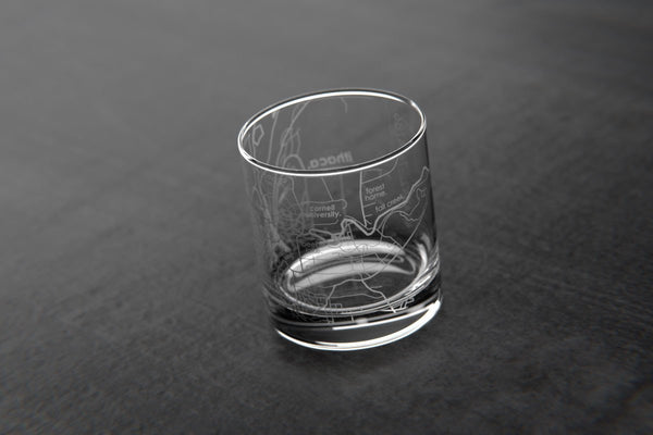 Ithaca NY College Town Map Rocks Glass