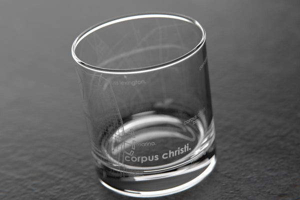 Corpus Christi TX Map Rocks Glass