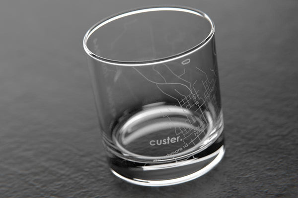 Custer SD Map Rocks Glass