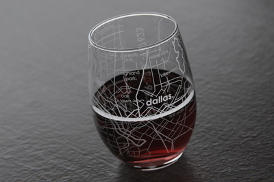 Dallas Map Stemless Wine Glass