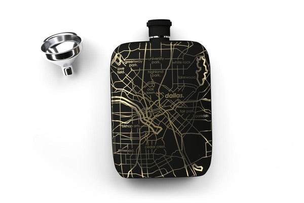 Dallas Map Pocket Flask