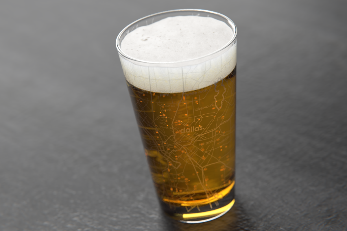 Dallas Map Pint Glass