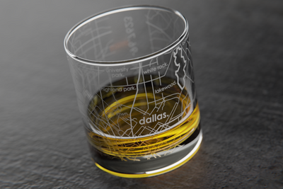 Dallas Map Rocks Glass