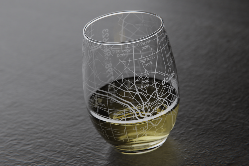 Dallas Map Stemless Wine Glass - Well Told