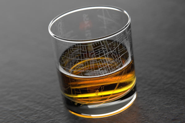 Davis CA Map Rocks Glass