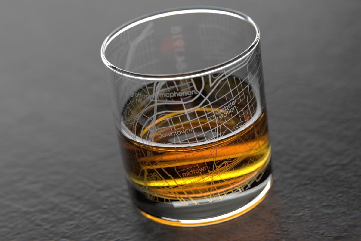 Dayton OH Map Rocks Glass