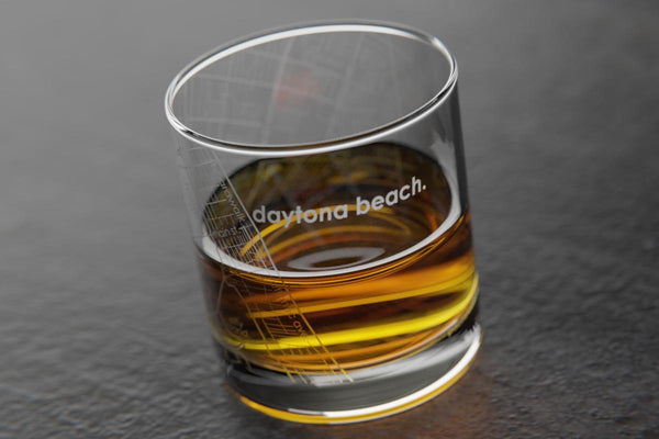 Daytona Beach FL Map Rocks Glass