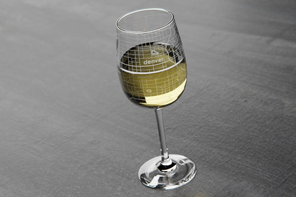 Denver Map Wine Glass